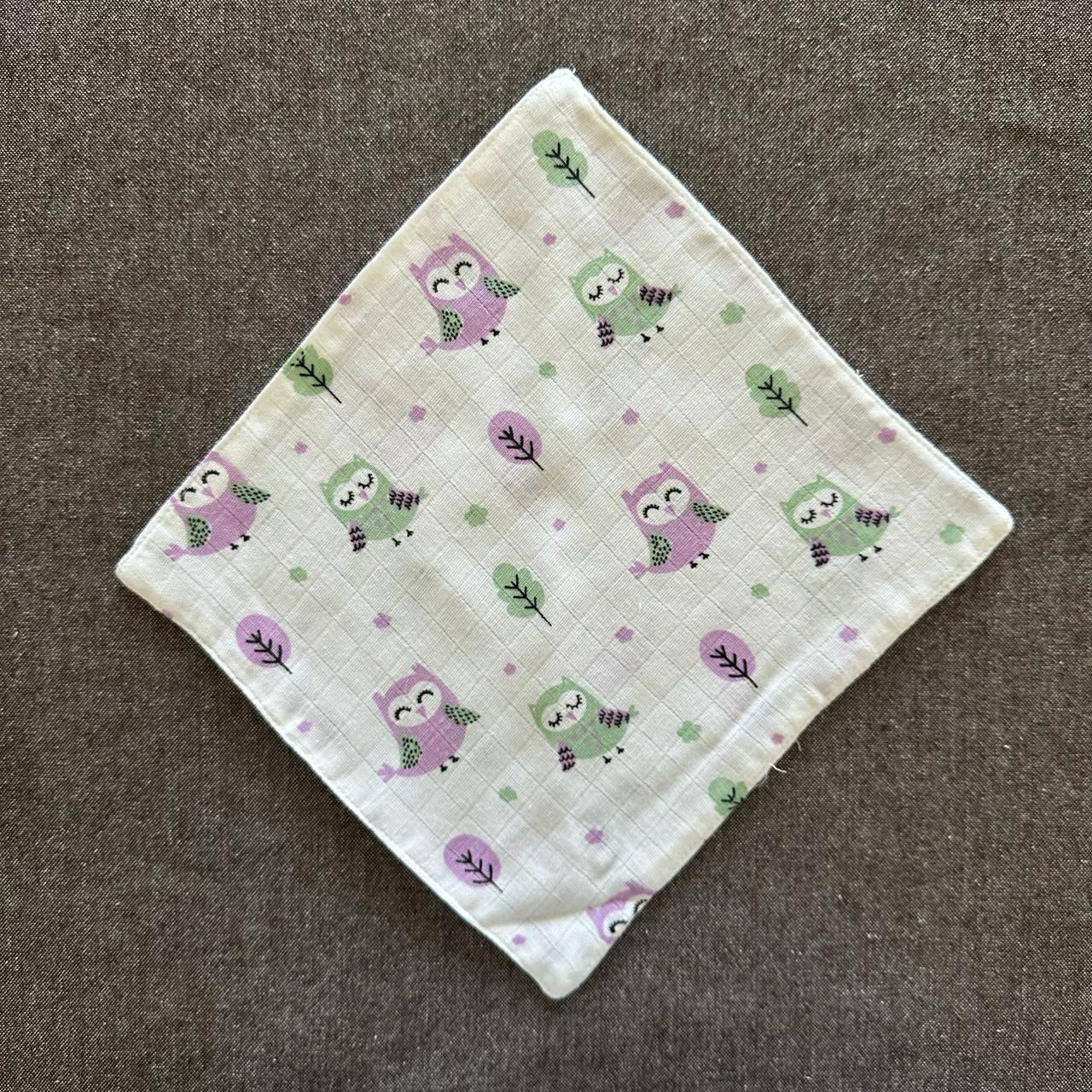 Bamboo Muslin Baby Bib and Wash Cloth Set - Owl Print (Set of 2) - Oranges and Lemons