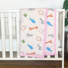 Animal Safari - Muslin Blanket / Comforter/ Quilt - Pink - Oranges and Lemons