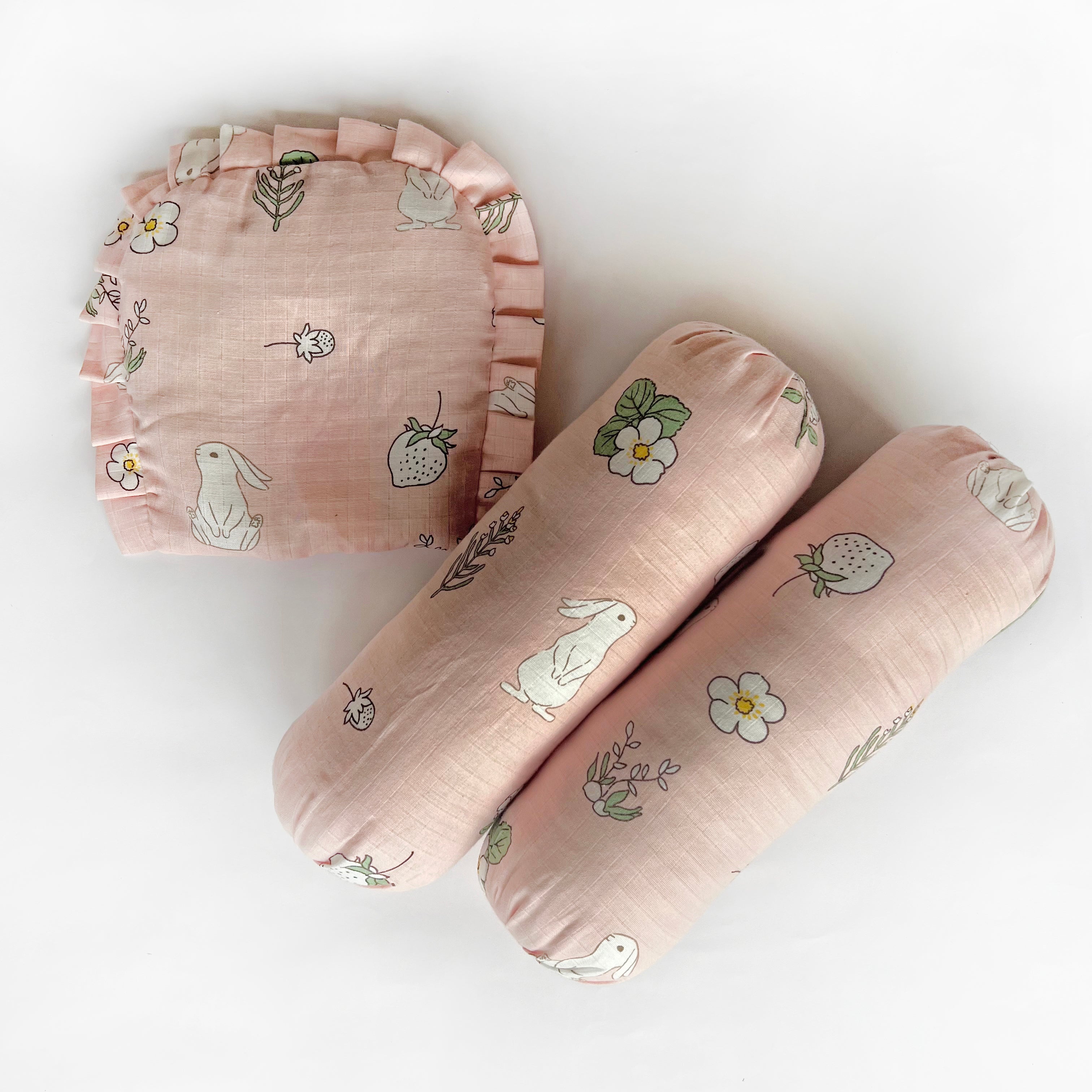 Happy Bunny - Muslin Cot Bedding Gift Set - Set of 4 - Oranges and Lemons