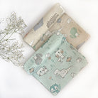 Organic Muslin Baby Swaddles | Aqua & Beige | Set of 2 - Oranges and Lemons