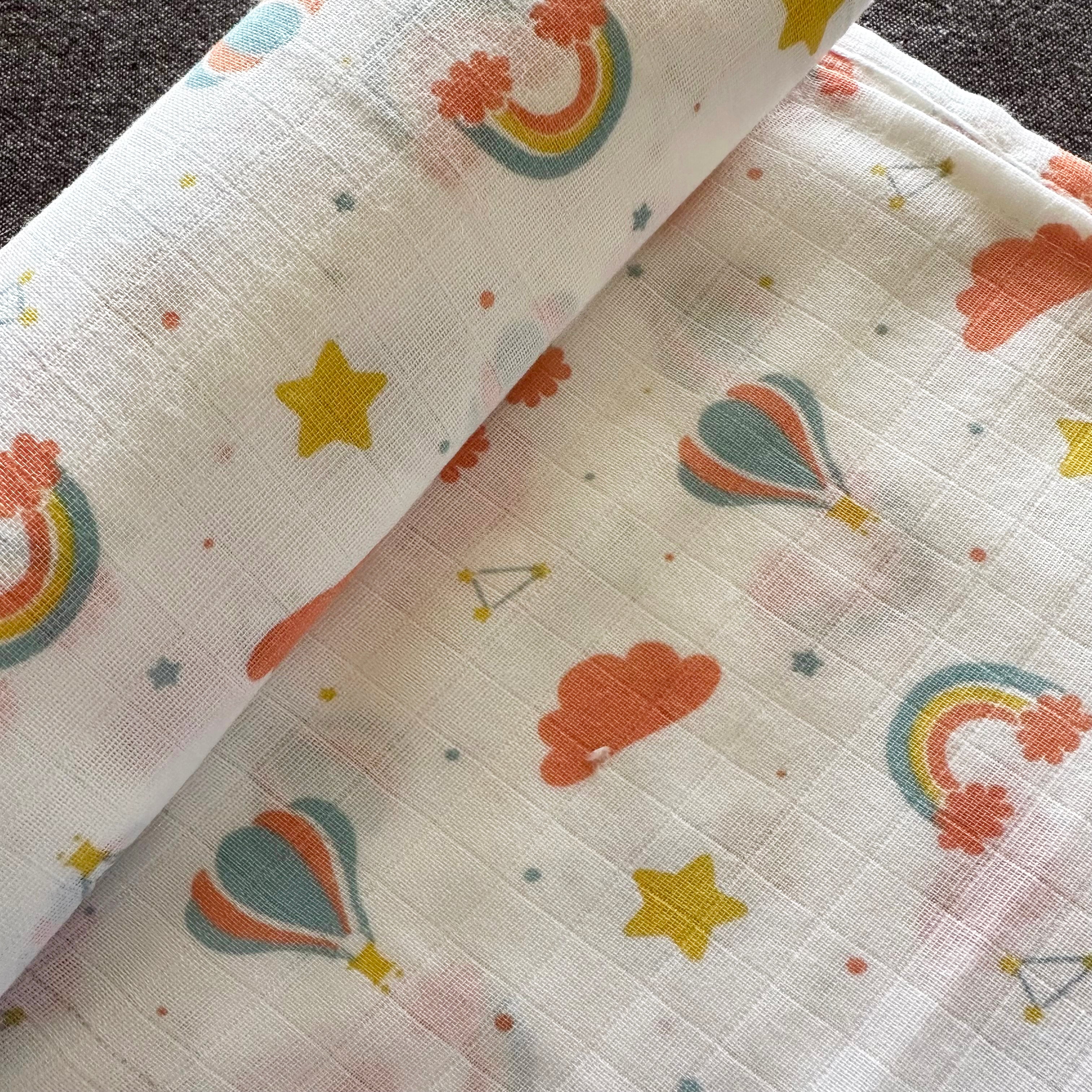 Bamboo Muslin Swaddles | Set of 2 | White - Oranges and Lemons