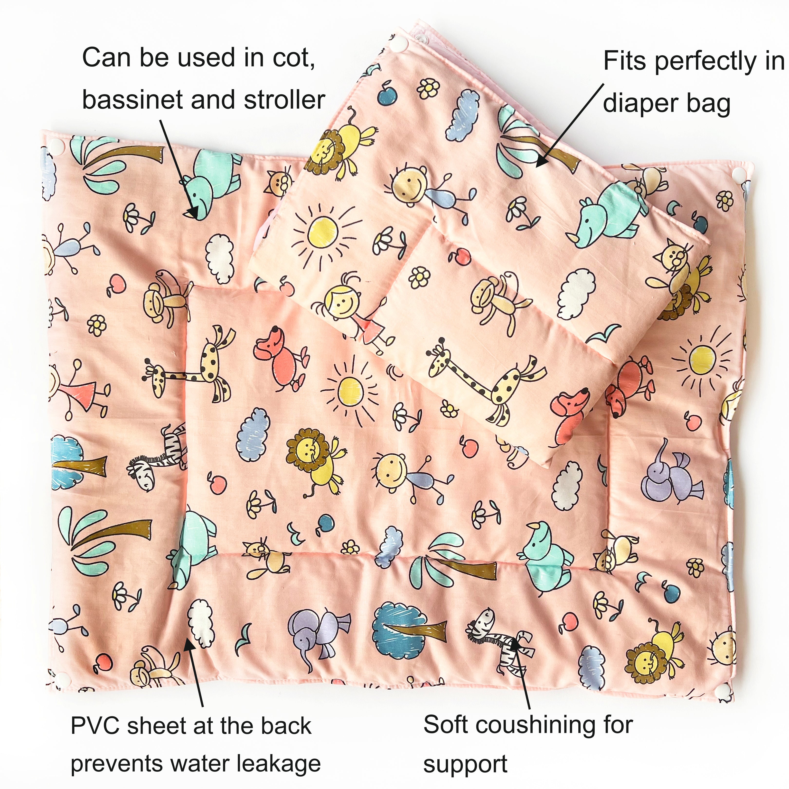Doodle Land Re-usable diaper changing mat - Set of 3 - Oranges and Lemons