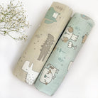 Organic Muslin Baby Swaddles | Aqua & Beige | Set of 2 - Oranges and Lemons