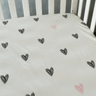 Little Hearts - Organic Cot Sheet (Black) - Oranges and Lemons