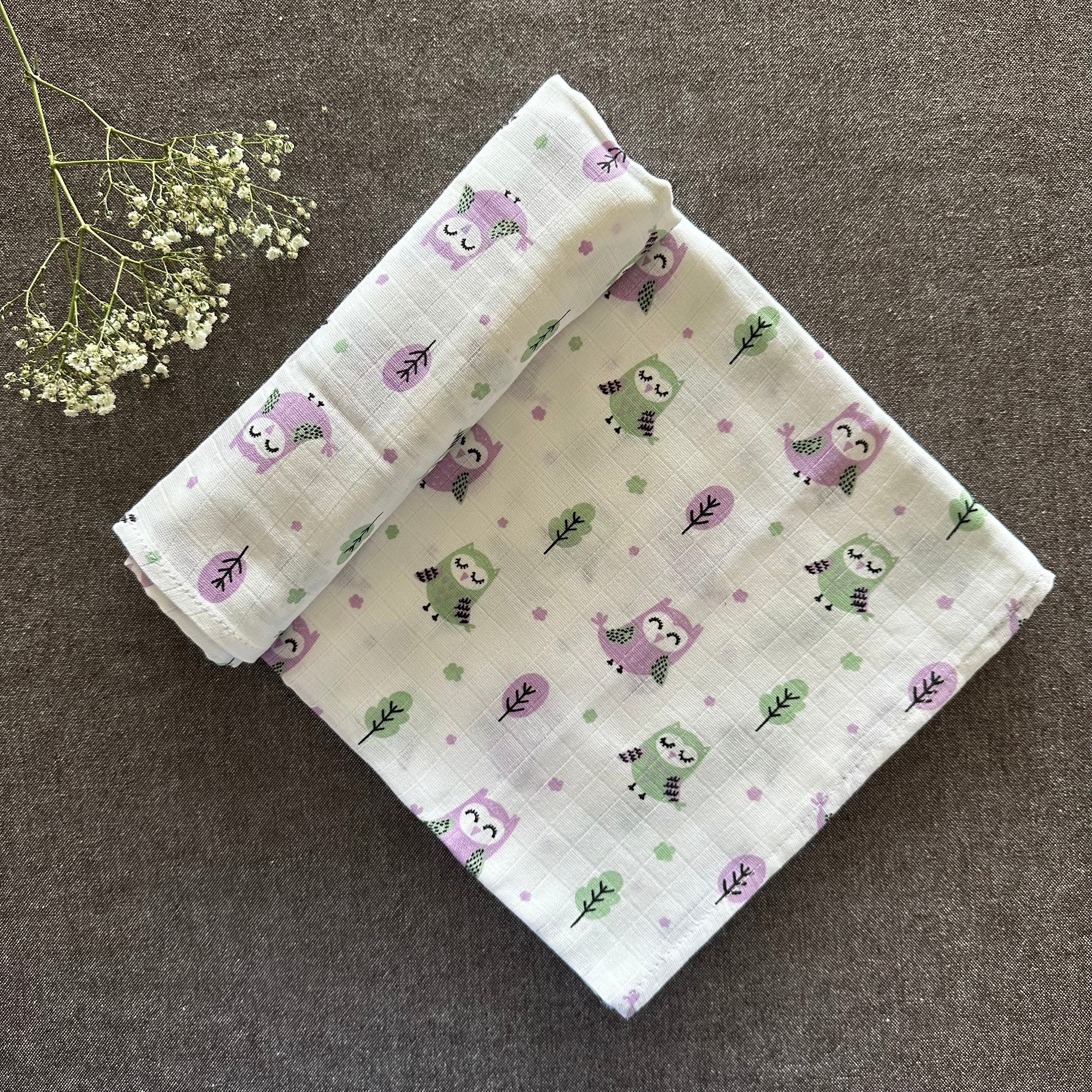 Bamboo Muslin Swaddles | Set of 2 | White - Oranges and Lemons