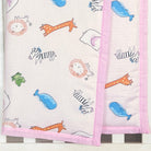 Animal Safari - Muslin Blanket / Comforter/ Quilt - Pink - Oranges and Lemons