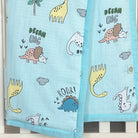 Dancing Dinosaurs - Muslin Blanket / Comforter/ Quilt - Aqua - Oranges and Lemons
