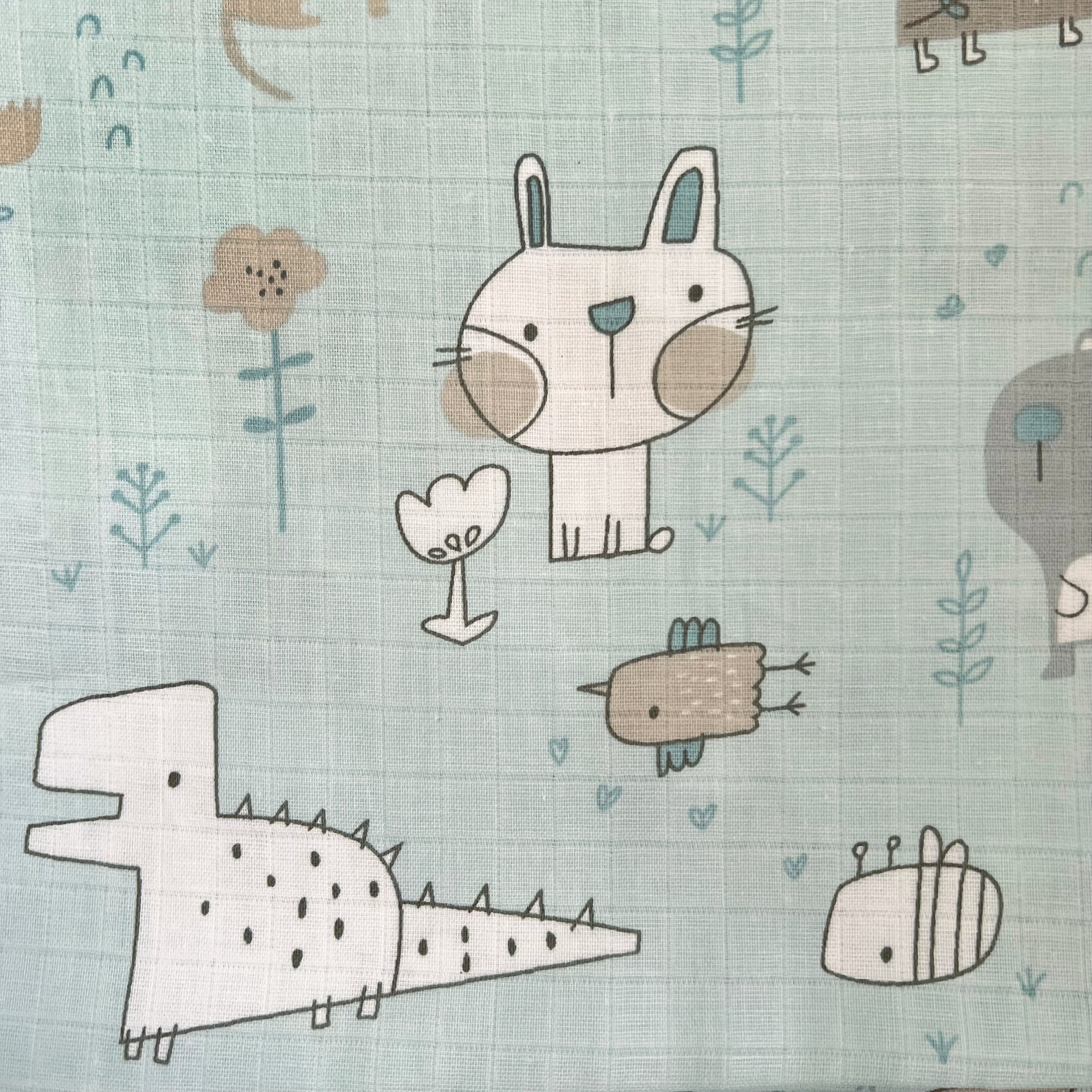 Organic Muslin Baby Swaddles | Aqua & Beige | Set of 4 - Oranges and Lemons