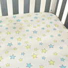 Stars - Organic Cot Sheet (Blue+Yellow) - Oranges and Lemons
