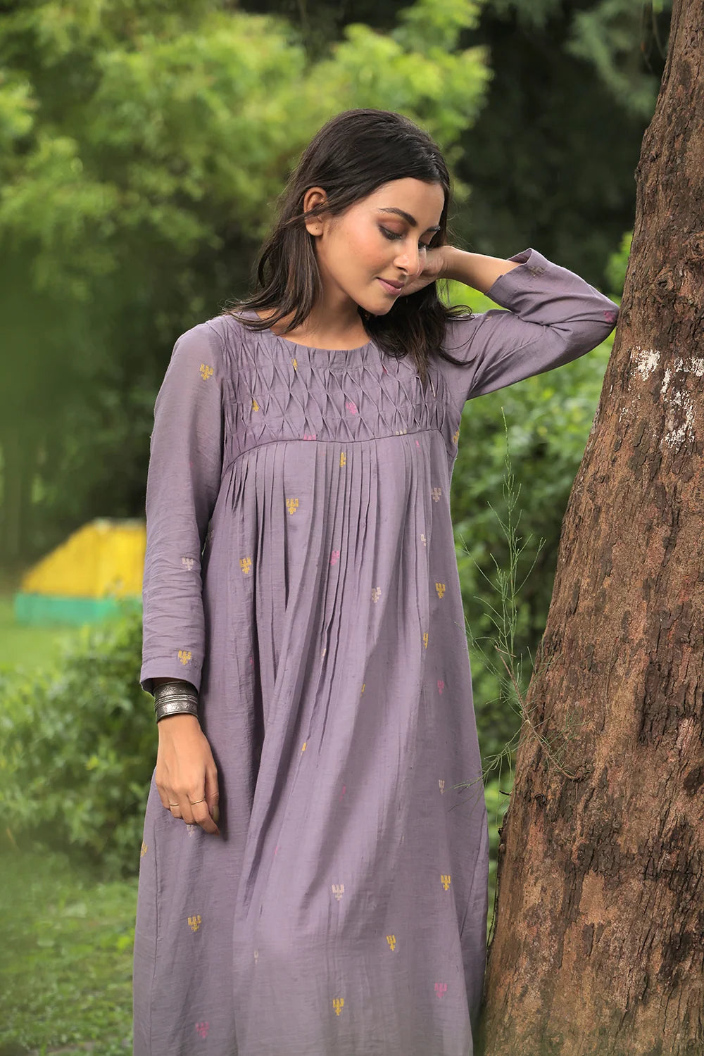 Urban Trishul Grey Jamdani Dress-Sutra Art of Clothing