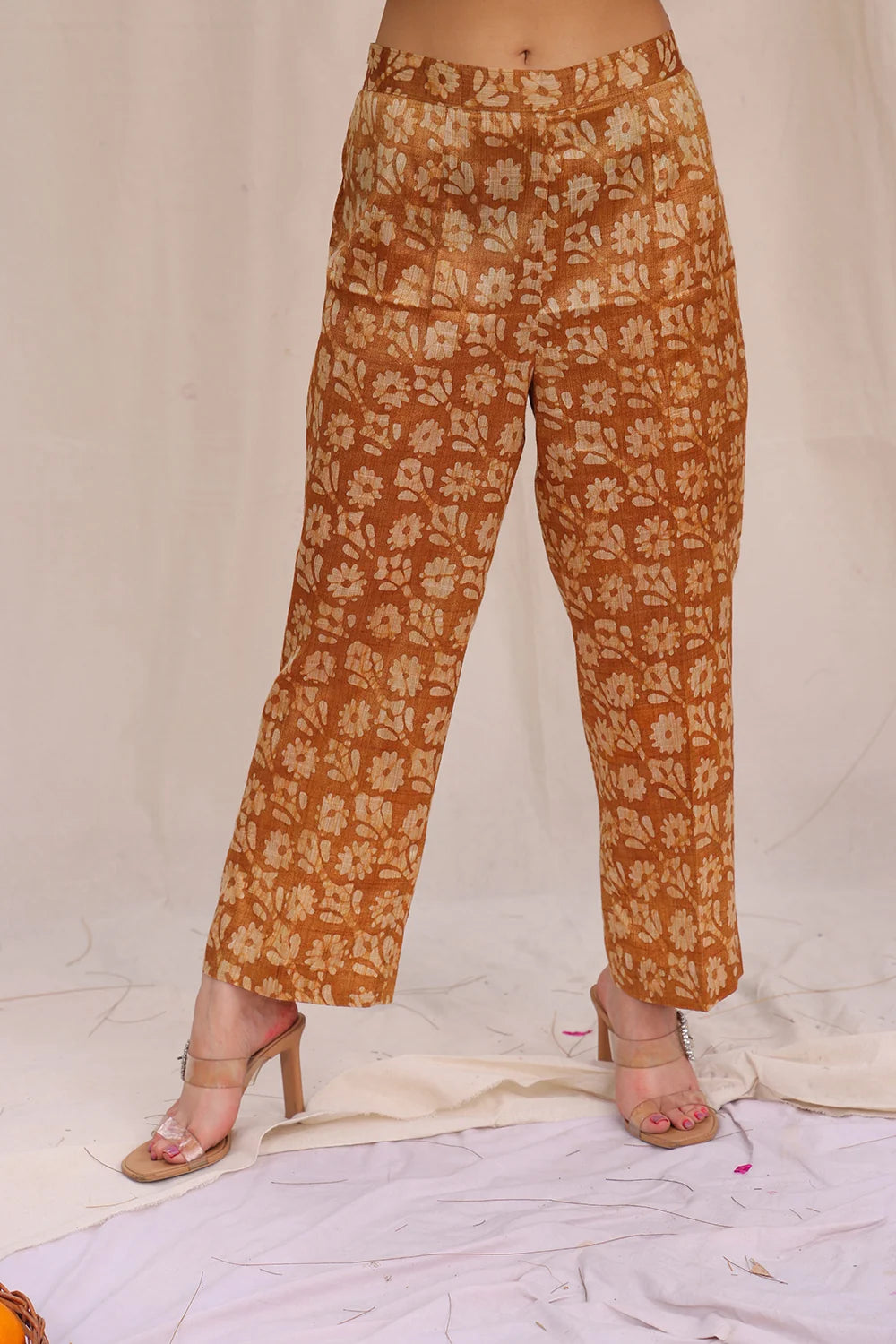Mustard Yellow Hand Batik Cotton Silk Co-ord Set-Sutra Art of Clothing