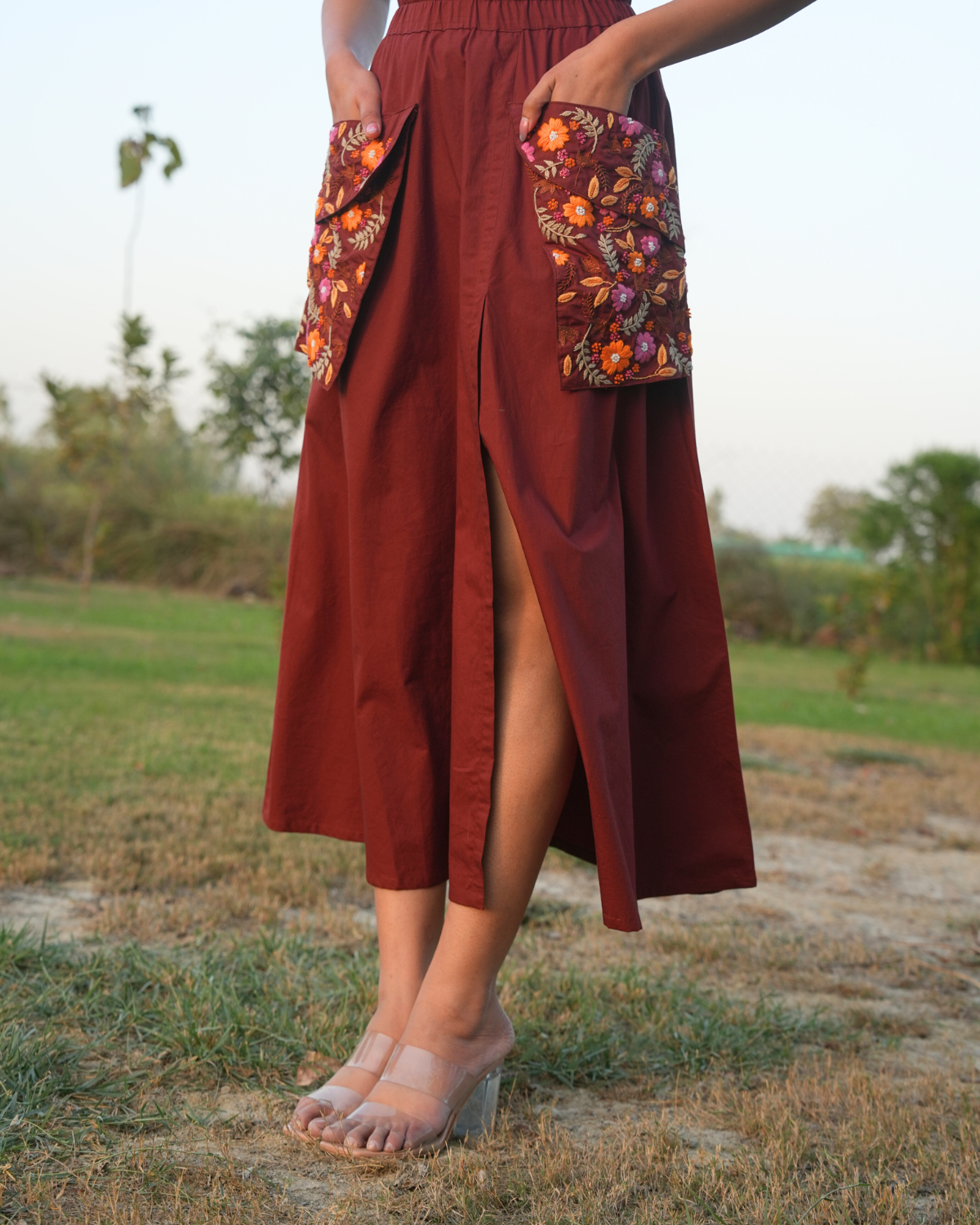 Lavina Hand-Embroidered Long Skirt – hand-embroidered 100% cotton – RASRA MAI