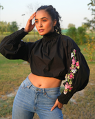 Tashii Hand-Embroidered Crop Top – hand-embroidered 100% cotton – RASRA MAI