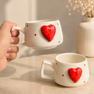 Heartfelt Duo Heart Design Ceramic Mug Set | Set of 2 Heart Mugs - https://artecasa.in/