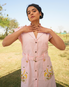 Aisha Hand-Embroidered Midi Dress – hand-embroidered 100% cotton – RASRA MAI