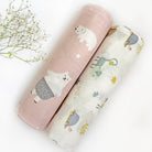 Organic Muslin Baby Swaddles | White & Pink | Set of 2 - Oranges and Lemons