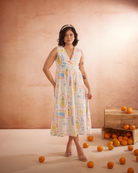 Miyaahh Hand-Embroidered Tropical Midi Dress – hand-embroidered 100% cotton – RASRA MAI