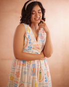 Miyaahh Hand-Embroidered Tropical Midi Dress – hand-embroidered 100% cotton – RASRA MAI