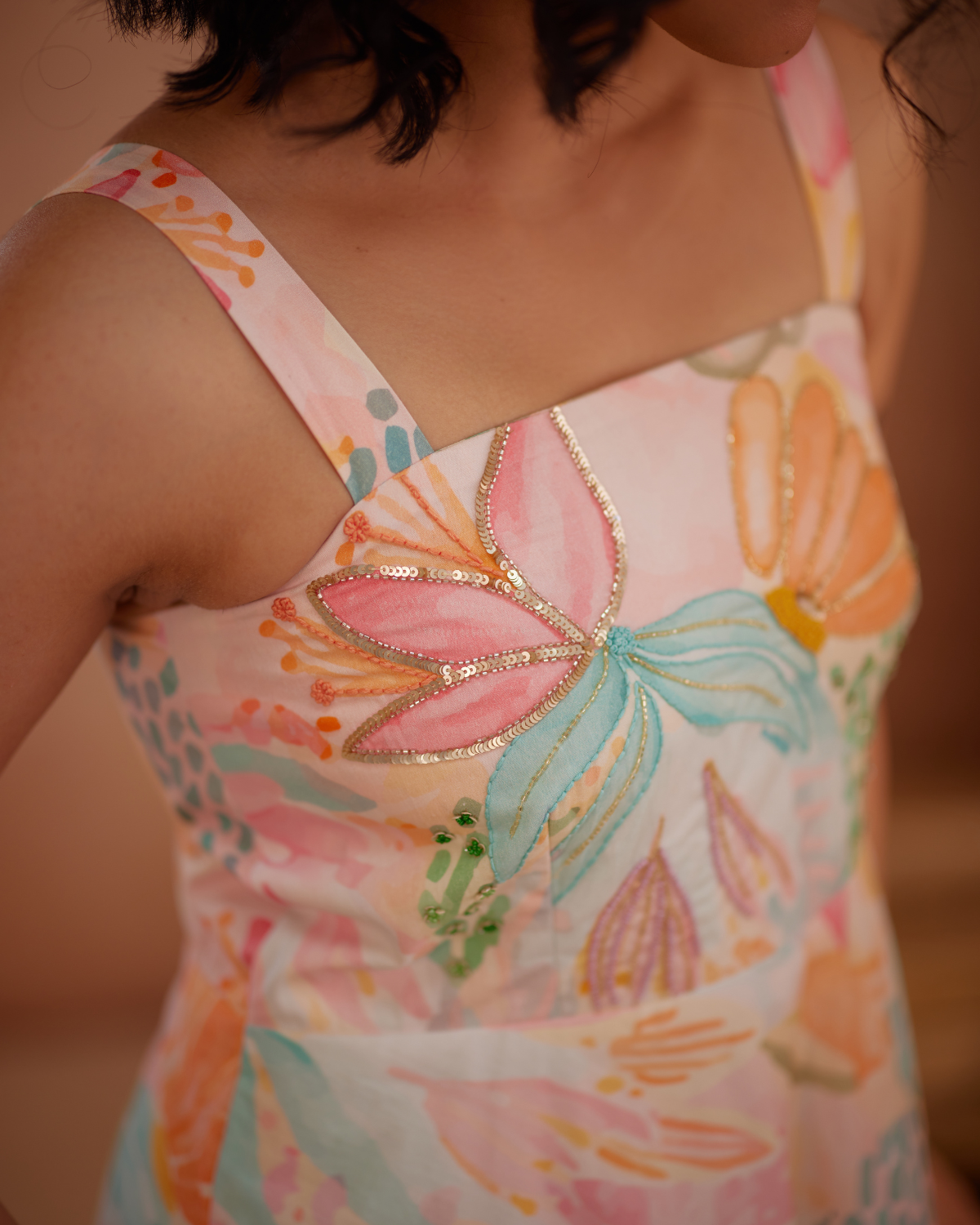 Lylaa Hand-Embroidered Floral Midi Dress – hand-embroidered 100% cotton – RASRA MAI