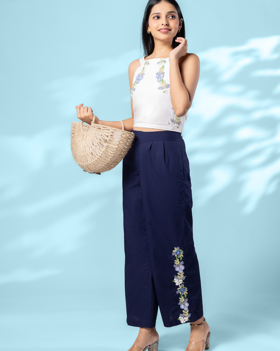Arohi Hand-Embroidered Pant – hand-embroidered 100% cotton – RASRA MAI