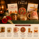 Green Harvest Celebration Gift Box | Mug, 100g Almonds & Soy Wax Candle - https://artecasa.in/