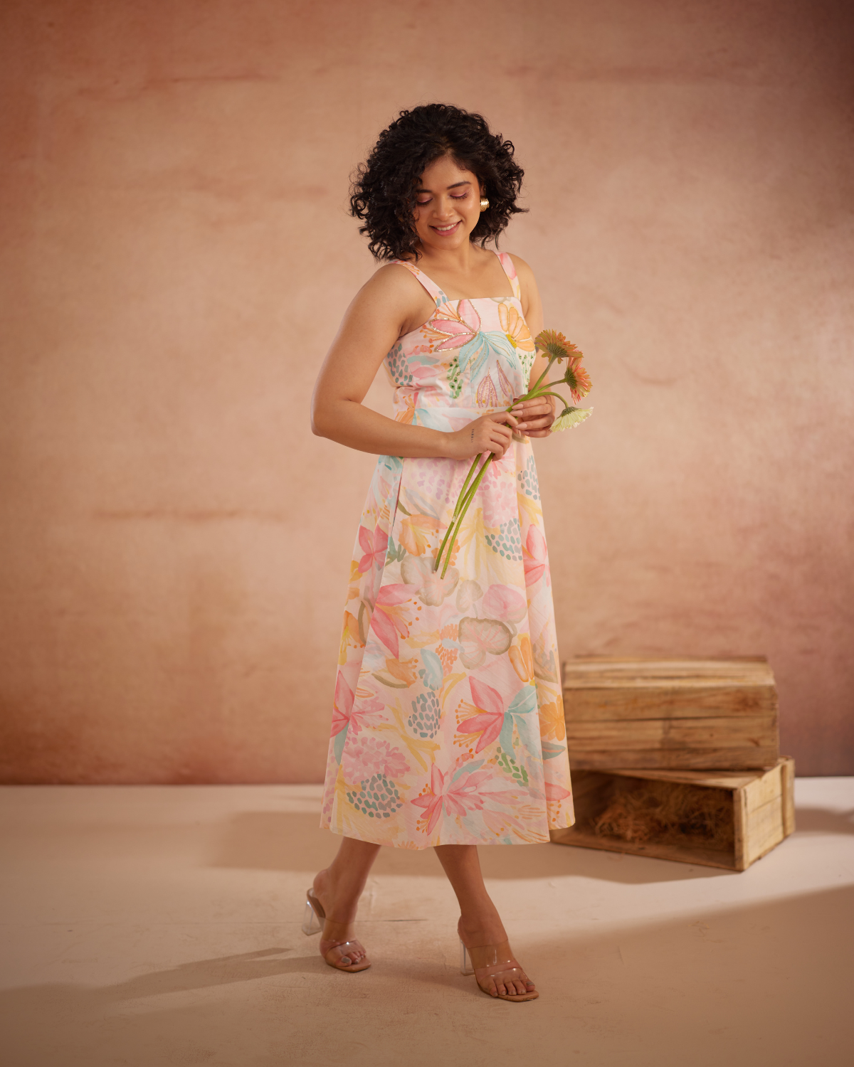 Lylaa Hand-Embroidered Floral Midi Dress – hand-embroidered 100% cotton – RASRA MAI