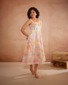 Lylaa Hand-Embroidered Floral Midi Dress – hand-embroidered 100% cotton – RASRA MAI