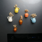 Garden Whispers Fridge Magnet Set of 6 | Mini Ceramic Flower Vase Magnets - https://artecasa.in/