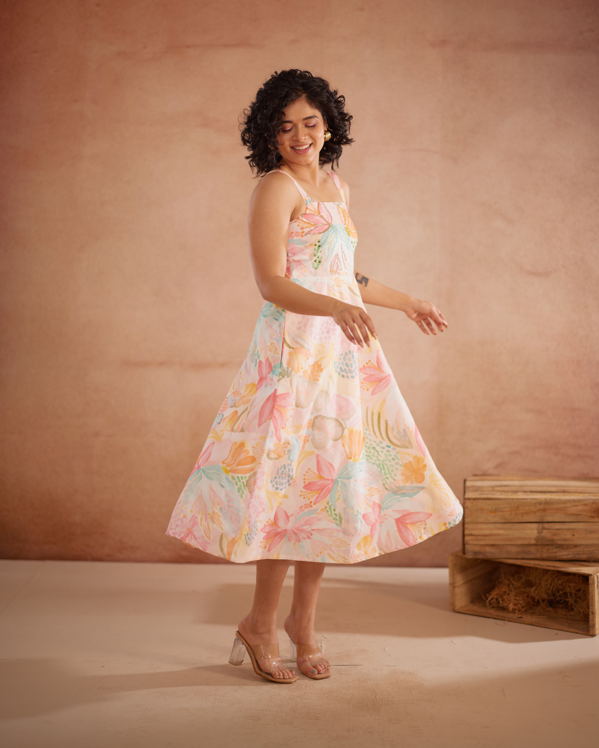 Lylaa Hand-Embroidered Floral Midi Dress – hand-embroidered 100% cotton – RASRA MAI