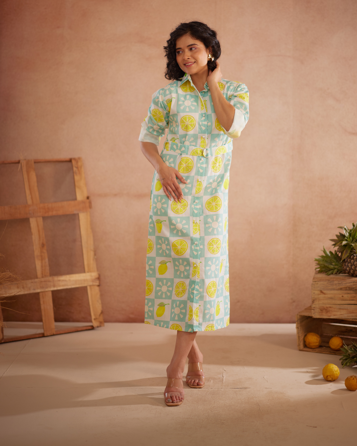 Lumii Hand-Embroidered Lemon Shirt Dress – hand-embroidered 100% cotton – RASRA MAI