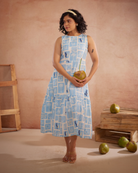 Nira Hand-Embroidered Coastal Midi Dress – hand-embroidered 100% cotton – RASRA MAI