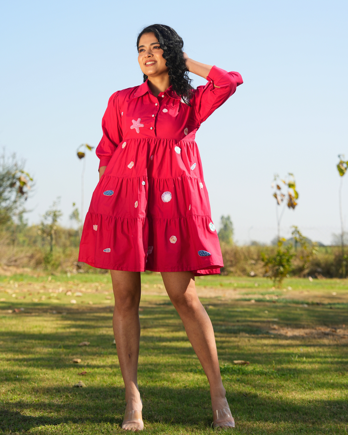 Vaanya Hand-Embroidered Short Dress – hand-embroidered 100% cotton – RASRA MAI