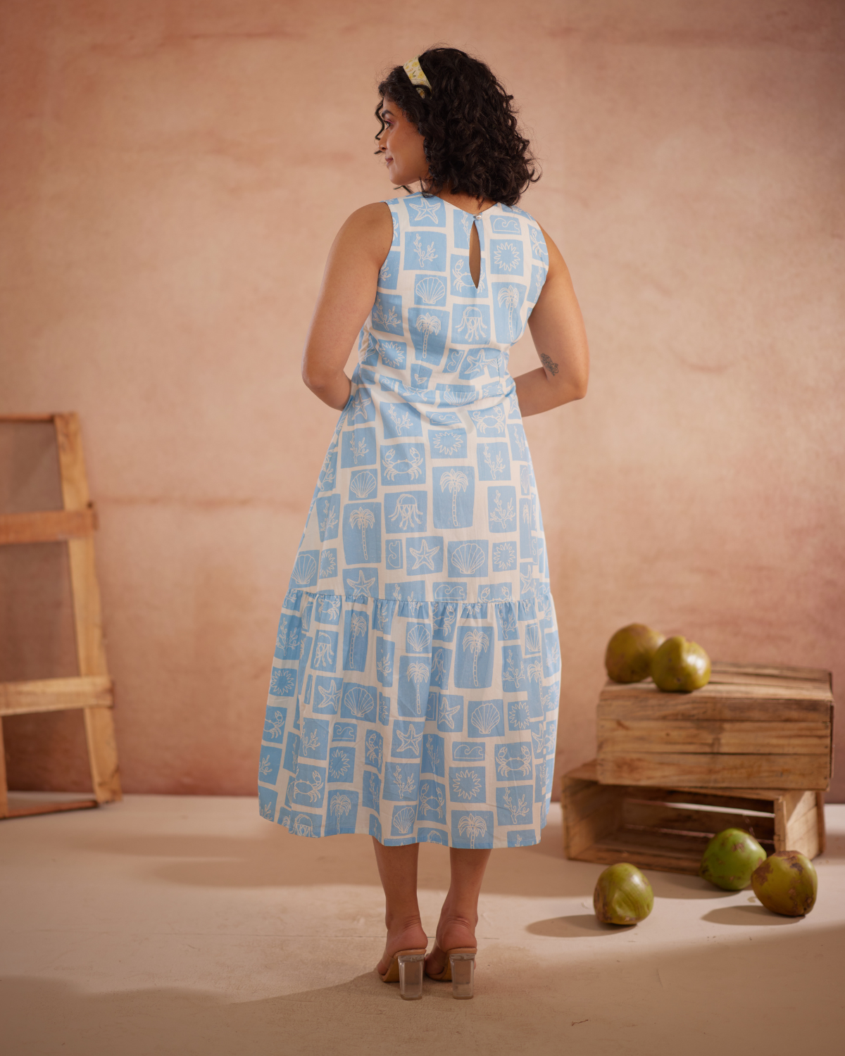 Nira Hand-Embroidered Coastal Midi Dress – hand-embroidered 100% cotton – RASRA MAI