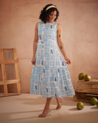 Nira Hand-Embroidered Coastal Midi Dress – hand-embroidered 100% cotton – RASRA MAI