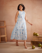 Nira Hand-Embroidered Coastal Midi Dress – hand-embroidered 100% cotton – RASRA MAI