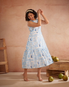 Nira Hand-Embroidered Coastal Midi Dress – hand-embroidered 100% cotton – RASRA MAI