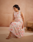 Prajaktta Hand-Embroidered Floral Midi Dress – hand-embroidered 100% cotton – RASRA MAI