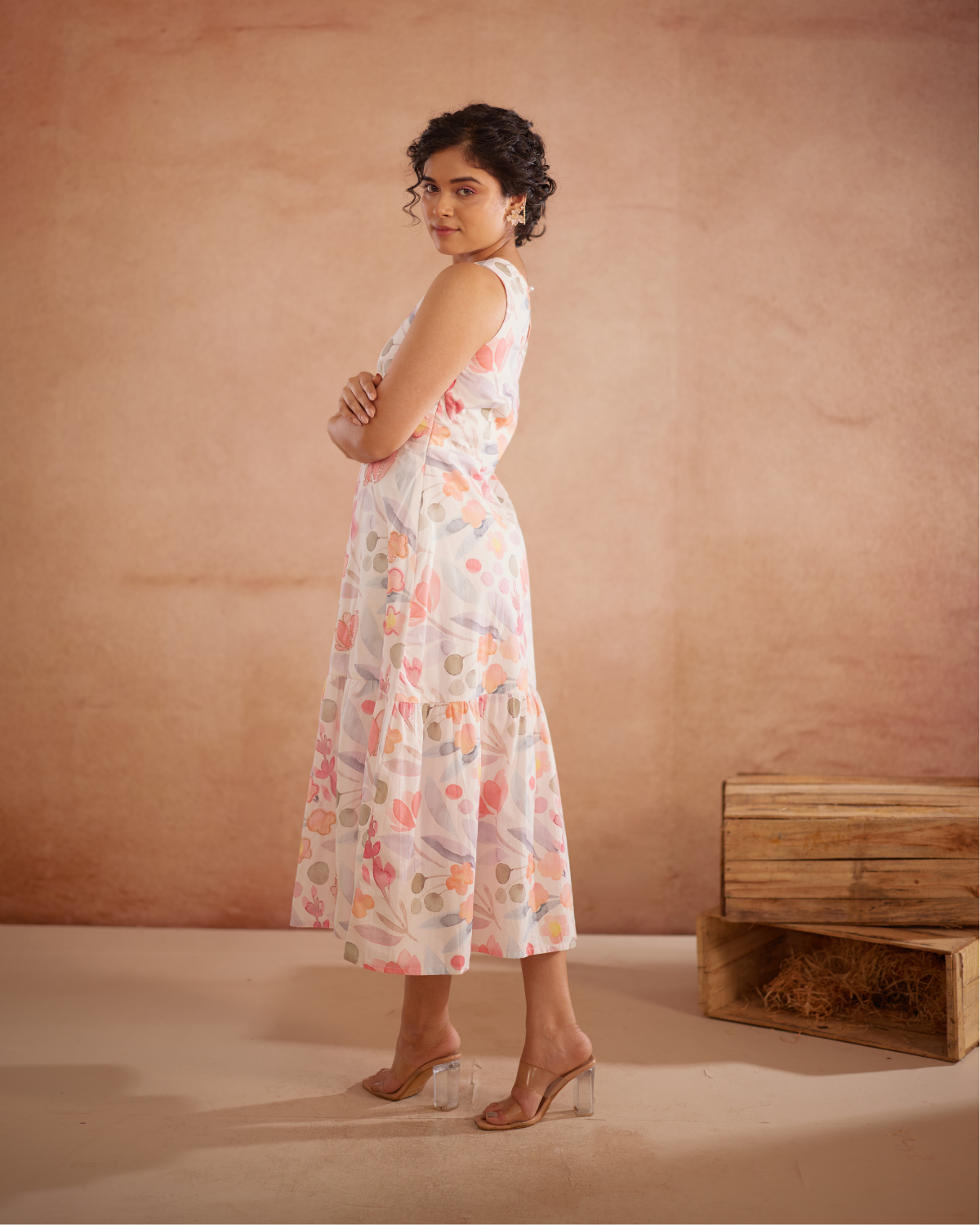Prajaktta Hand-Embroidered Floral Midi Dress – hand-embroidered 100% cotton – RASRA MAI