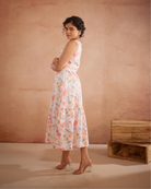 Prajaktta Hand-Embroidered Floral Midi Dress – hand-embroidered 100% cotton – RASRA MAI