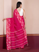 Shop AaMe dark pink saree in lightweight khaadi cotton for women