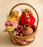 Rangoli Pink & Festive Potli Gift Basket | Shubh Labh & Almonds Diwali Hamper - https://artecasa.in/