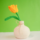onion vase with yellow crochet tulip - https://artecasa.in/