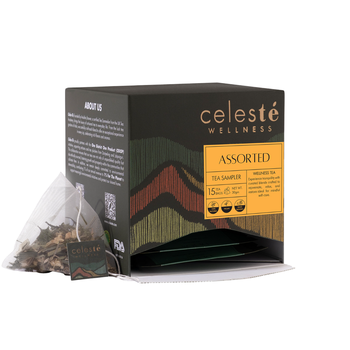Assorted Tea Bags | Herbal & Green Tea Sampler - 15 Count