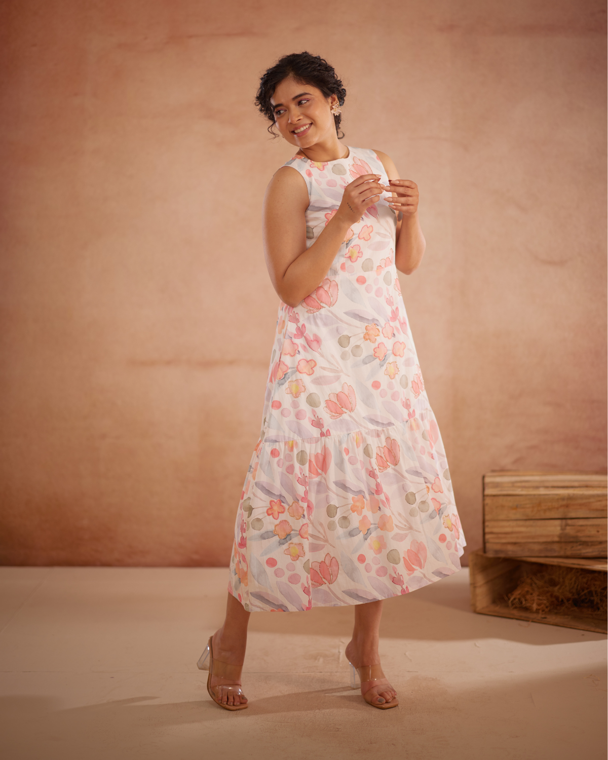 Prajaktta Hand-Embroidered Floral Midi Dress – hand-embroidered 100% cotton – RASRA MAI