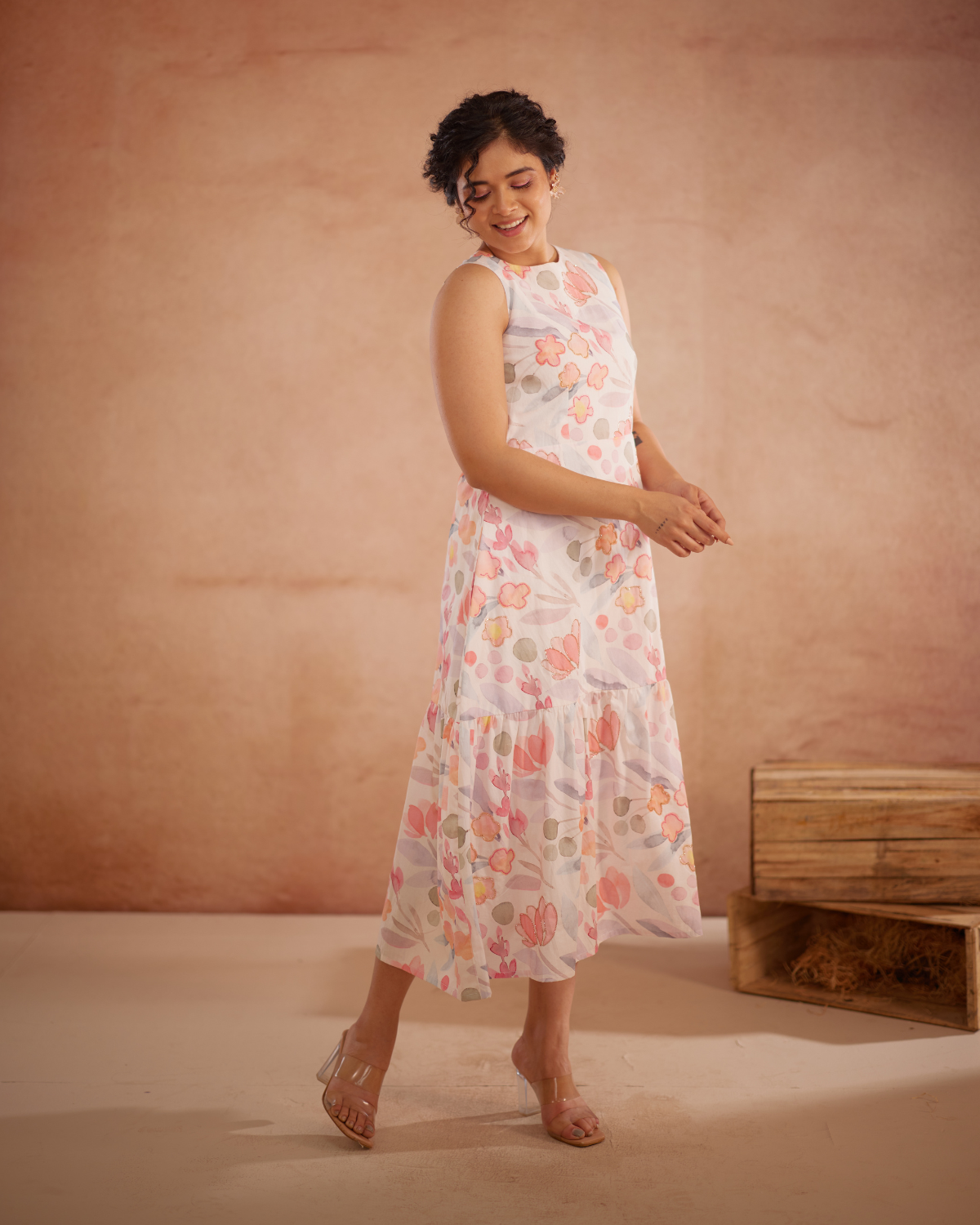 Prajaktta Hand-Embroidered Floral Midi Dress – hand-embroidered 100% cotton – RASRA MAI