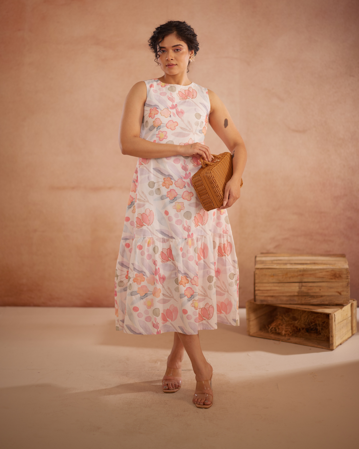 Prajaktta Hand-Embroidered Floral Midi Dress – hand-embroidered 100% cotton – RASRA MAI