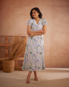 Siya Hand-Embroidered Ocean Maxi Dress – hand-embroidered 100% cotton – RASRA MAI