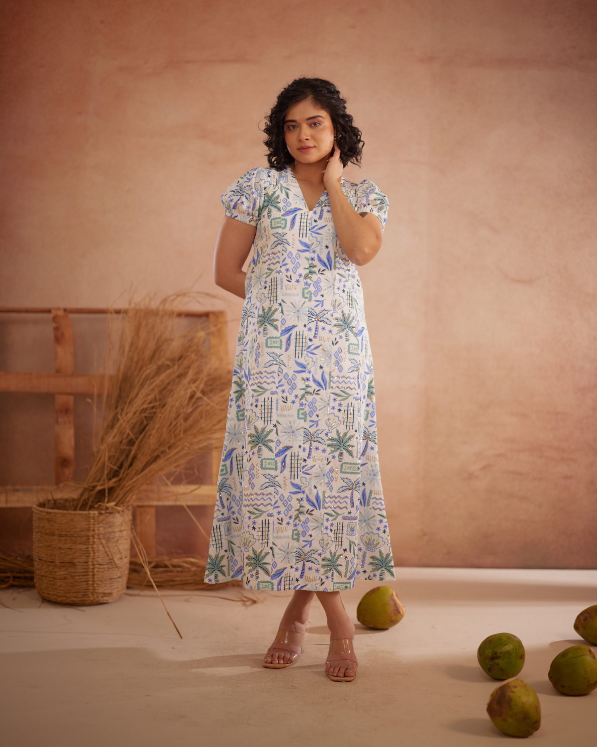Siya Hand-Embroidered Ocean Maxi Dress – hand-embroidered 100% cotton – RASRA MAI