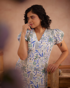 Siya Hand-Embroidered Ocean Maxi Dress – hand-embroidered 100% cotton – RASRA MAI