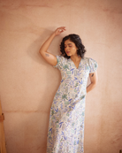 Siya Hand-Embroidered Ocean Maxi Dress – hand-embroidered 100% cotton – RASRA MAI